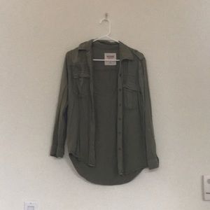 army green button up